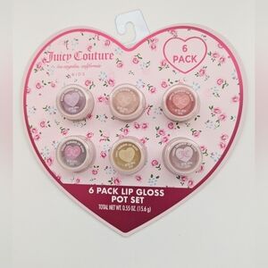 NWOT Juicy Couture Kids 6 Color/Pack Lip Gloss Pot Set in Heart Shaped Packaging